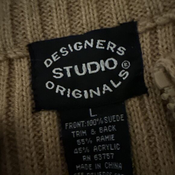 Real Leather Vest Ribbed Designer Studio Original Women’s Size M Cable knit - Picture 13 of 13